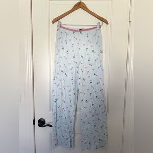 Messy Bun Just Chillin Coquette Cottagecore Tulip Bow Pajama Pants Medium